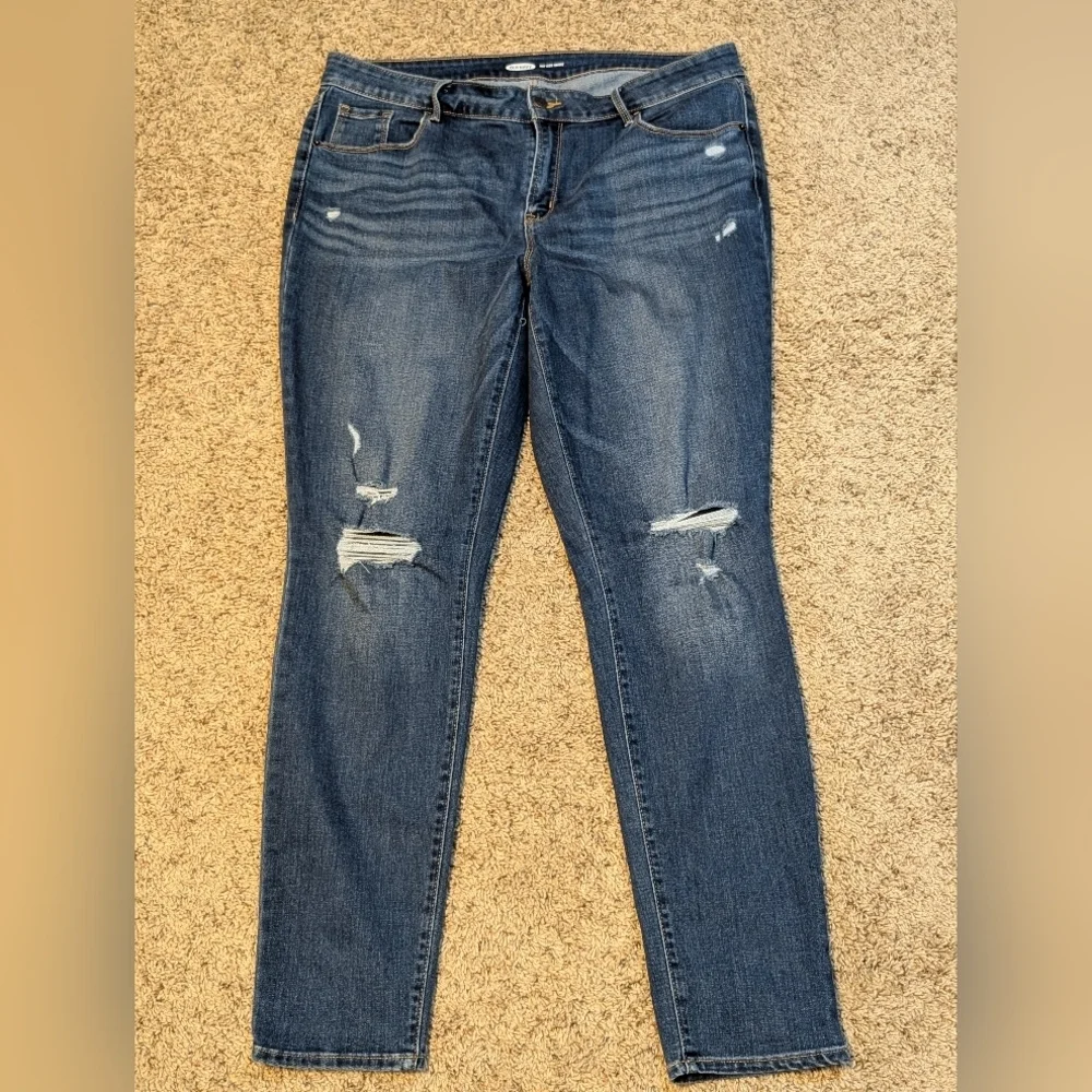 Pop Icon Skinny Old Navy High Rise Distressed Skinny Jeans Sz 16 Long
